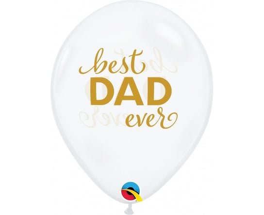 Balony z nadrukiem Best Dad ever, przeźroczyste, 11", 25 sztuk Qualatex