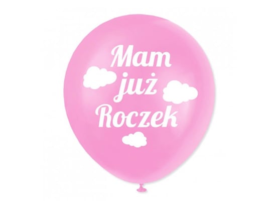 Balony z nadrukiem dla dziewczynki "Mam już roczek" - 30 cm - 5 szt. DP