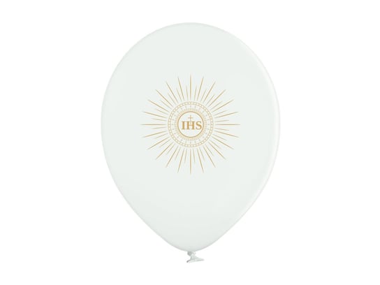 Balony z nadrukiem IHS na Pierwszą Komunię Świętą - bardzo duże - 36 cm - 6 szt. BELBAL