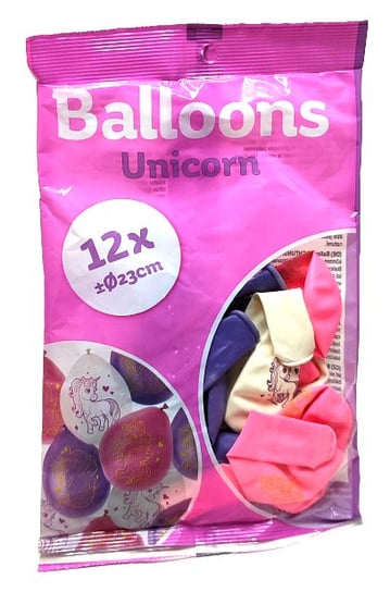 Balony Z Nadrukiem Jednorożce 23 Cm 12 Sztuk. Inna marka