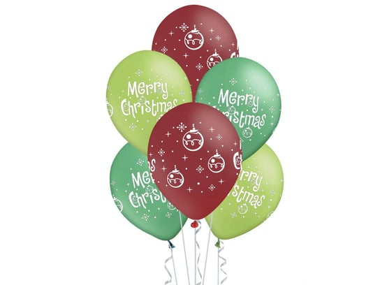 Balony Z Nadrukiem Merry Christmas - 12" - 6 Szt. PartyPal