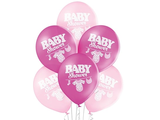 Balony z nadrukiem na baby shower dla dziewczynki - 12" - 6 szt. BELBAL
