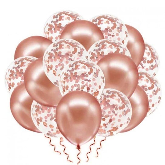 Balony zestaw 20 szt. - rose golden z konfetti na urodziny, wesele -  63627 Forum Design Cards