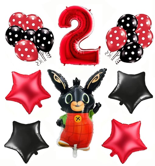 Balony Zestaw Na Drugie 2 Urodziny Królik Bing Czerwono Czarny Inny producent