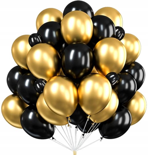 Balony Złote Czarne 60szt Ślub Wesele Urodziny Bal Edibazzar