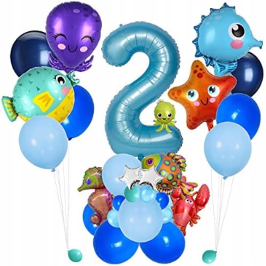 Balony Zwierzęta Morskie Dekoracja Urodziny Cyfra 2 Inna marka