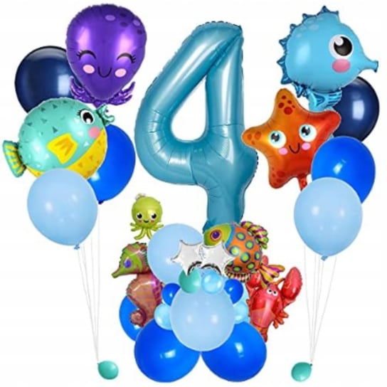 Balony Zwierzęta Morskie Dekoracja Urodziny Cyfra 4 Inna marka