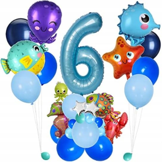 Balony Zwierzęta Morskie Dekoracja Urodziny Cyfra 6 Inna marka