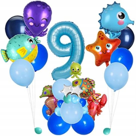 Balony Zwierzęta Morskie Dekoracja Urodziny Cyfra 9 Inna marka