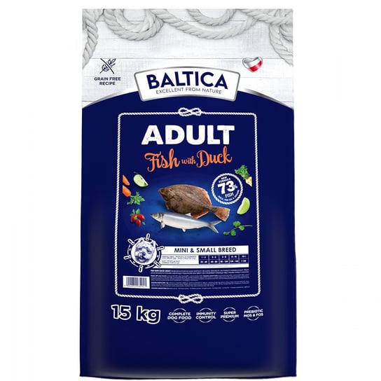 Baltica Adult Fish with Duck karma z kaczką i rybami bałtyckimi dla małych ras XS/S 15kg Baltica