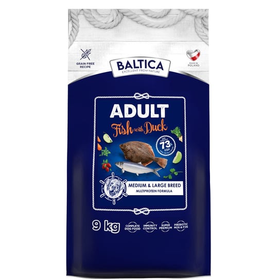 Baltica Adult Fish with Duck M/L 9kg RYBA DOROSŁY PIES Baltica
