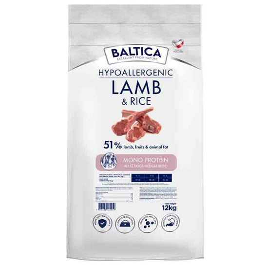 Baltica Adult Lamb & Rice  Jagnięcina z ryżem M 12kg Baltica