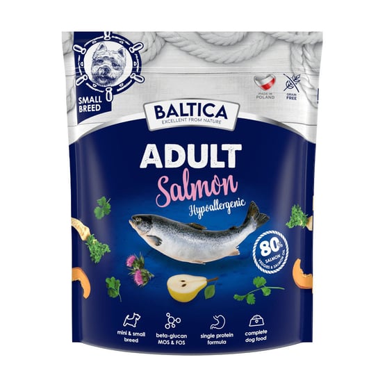Baltica Adult Salmon Hypoallergenic XS/S 1kg ŁOSOŚ MAŁE RASY Baltica