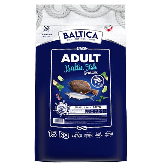 Baltica Adult Sensitive Baltic Fish karma z rybami bałtyckimi dla małych ras XS/S 15kg Baltica