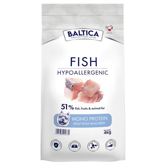 Baltica Fish Hypoallergenic Z Rybami Oceanicznymi I Ryżem Małe Rasy 4Kg Baltica