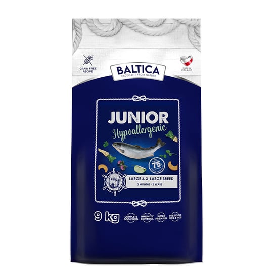 BALTICA Junior Hypoallergenic Sucha karma dla młodych psów dużych i olbrzymich ras 9 kg Baltica
