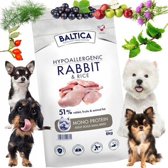 BALTICA karma MONOBIAŁKOWA RABBIT dorosłe psy ras małych KRÓLIK RYŻ 6kg Baltica