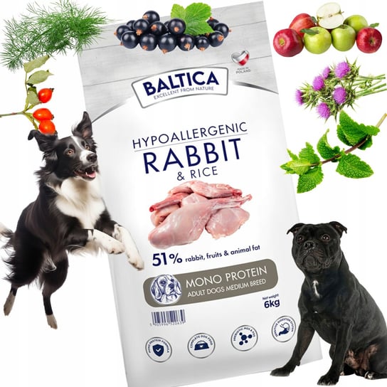 BALTICA karma MONOBIAŁKOWA RABBIT dorosłe psy ras średnich KRÓLIK RYŻ 6kg Baltica