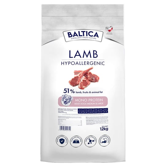 Baltica Lamb Hypoallergenic Z Jagnięcina I Ryżem Średnie I Duże Rasy 12Kg Baltica