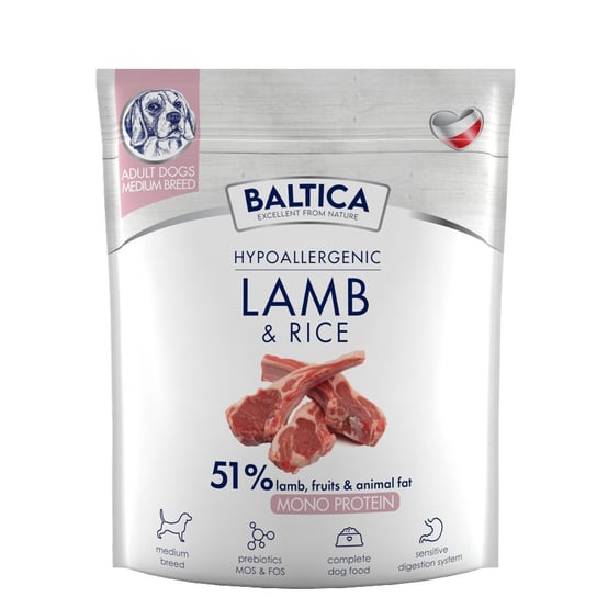 Baltica Monoprotein Adult Lamb Rice M 1kg Baltica