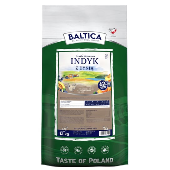 BALTICA Smaki Regionów Indyk Z Dynią Karma sucha dla psów małych ras 12kg Baltica