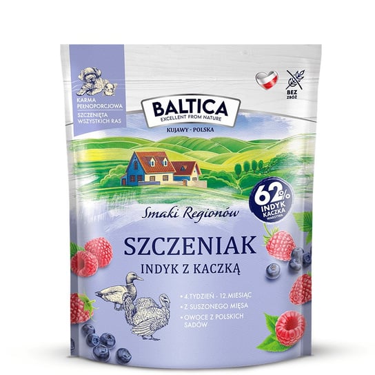 BALTICA Smaki Regionów Indyk Z Kaczką  Karma sucha dla Szczeniąt 1kg Baltica