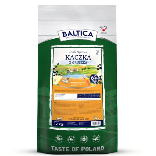 BALTICA Smaki Regionów Kaczka Z Gruszką Karma sucha dla psów małych ras 12kg Baltica