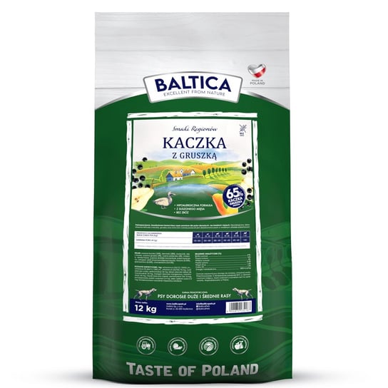 BALTICA Smaki Regionów Kaczka Z Gruszką Karma sucha dla psów średnich i dużych ras 12kg Baltica