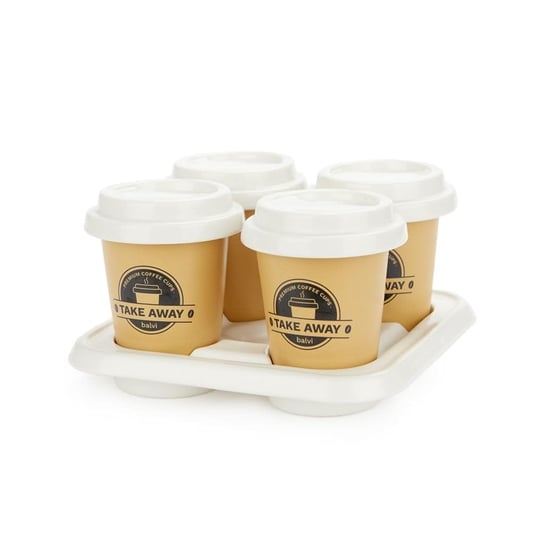 Balvi Set Filiżanki Do Kawy Take Away Kolor Brązowy Biały Zawierają Porcelana Taca 75 Ml Inna marka
