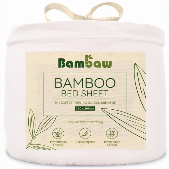 Bambaw Bambusowe Prześcieradło Z Gumką 160X200 Białe Bambaw