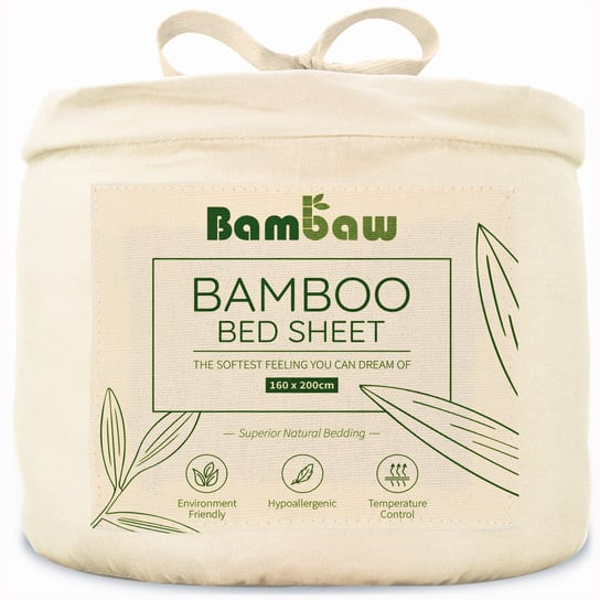 Bambaw Bambusowe Prześcieradło Z Gumką 160X200 Kość Słoniowa Bambaw