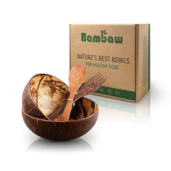 Bambaw, Zestaw misek z łupiny kokosa z drewnianymi sztućcami Bambaw