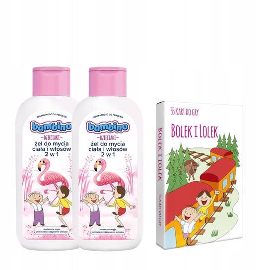 Bambino DZIECIAKI Żel do mycia ciała i włosów 2w1 FLAMING 400 ml *2 + karty do gry BAMBINO