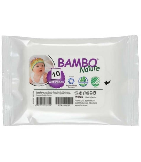 Bambo Nature, Chusteczki nawilżane, 10 szt. Bambo Nature - Abena