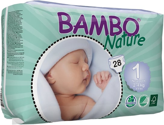 Bambo Nature, Pieluszki jednorazowe, rozmiar 1, New Born, 28 szt. Bambo