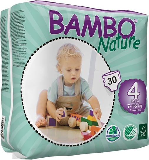 Bambo Nature, Pieluszki jednorazowe, rozmiar 4, Maxi, 30 szt. Bambo