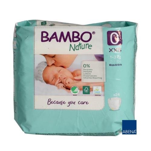 Bambo Nature Pieluszki Rozmiar 0 (1-3Kg), 24 Szt. Bambo Nature - Abena