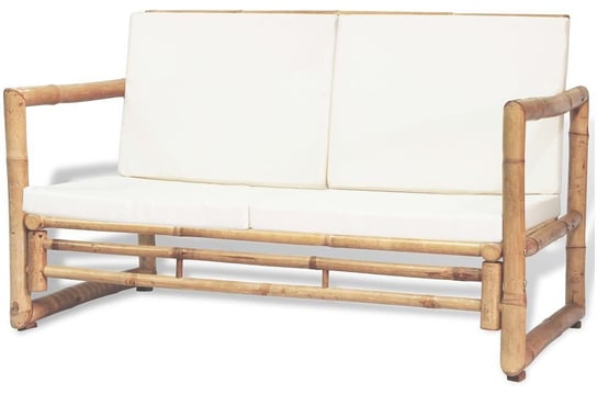 Bambusowa sofa ogrodowa ELIOR Belta, brązowo-biała, 65x72x115 cm Elior