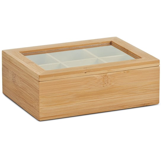 Bambusowa szkatułka na herbatę ZELLER, 6 przegródek, 8x16x21 cm Zeller