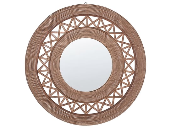 Bambusowe okrągłe lustro ścienne ø 62 cm brązowe CACOMA Beliani