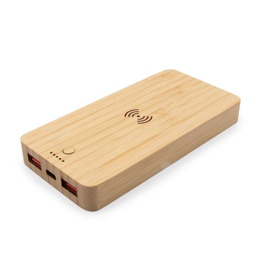 Bambusowy bezprzewodowy power bank 8000 mAh B'RIGHT, ładowarka bezprzewodowa 15W | Benson HelloShop