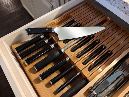 Bambusowy organizer, wkład na noże do szuflady — 16 przegródek HEDO
