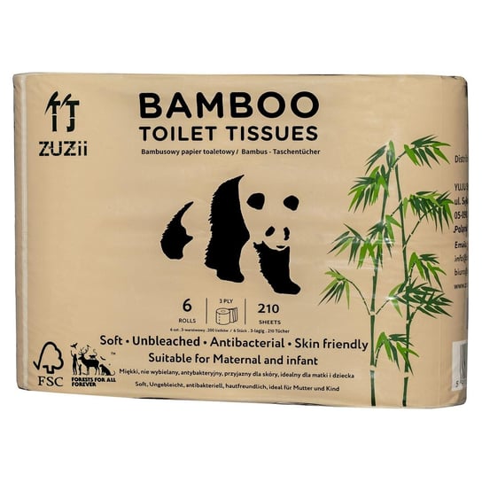 Bambusowy papier toaletowy ZUZII, 6 szt. Zuzii