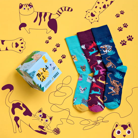 BANANA Socks, Zestaw Skarpetek - The Cat Set - 36-41 Banana Socks