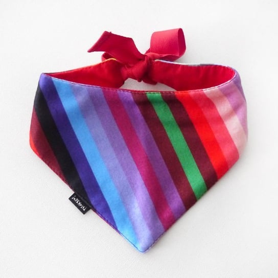 Bandamka dla psa Rainbow, wiązana chusteczka, apaszka w kolorowe paski-S Psiakrew