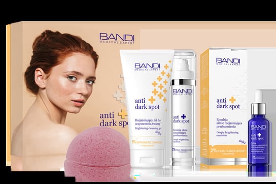 Bandi, Dark Anti Dark Spot, Zestaw kosmetyków do pielęgnacji, 3 szt. + Gąbka konjac Bandi