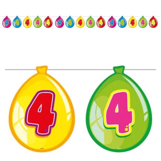 Baner, 4. urodziny baloniki, żółto-zielony, 10 m Folat