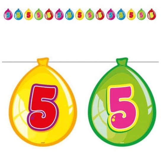 Baner, 5. urodziny baloniki, żółto-zielony, 10 m Folat
