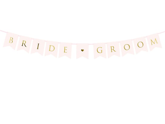 Baner Bride Groom, jasny różowy, 15 x 155 cm PartyDeco