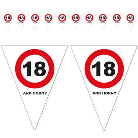 Baner flagi, 18 Traffic Birthday, czerwono-czarny, 5 m Funny Fashion